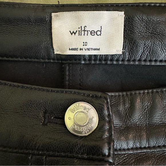 Aritzia Wilfred Melina Black Vegan Faux Leather Straight Pants 10 High‎ Waisted - Picture 14 of 16